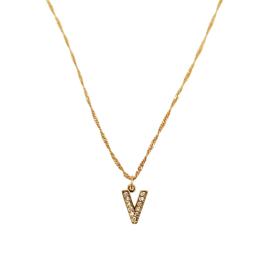 Collar Letra V Dorado