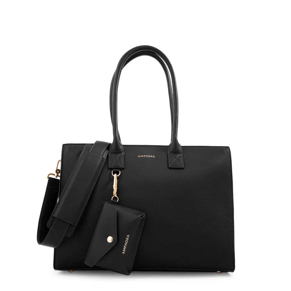 Cartera Dos Asas Porta Laptop Mabel Negro