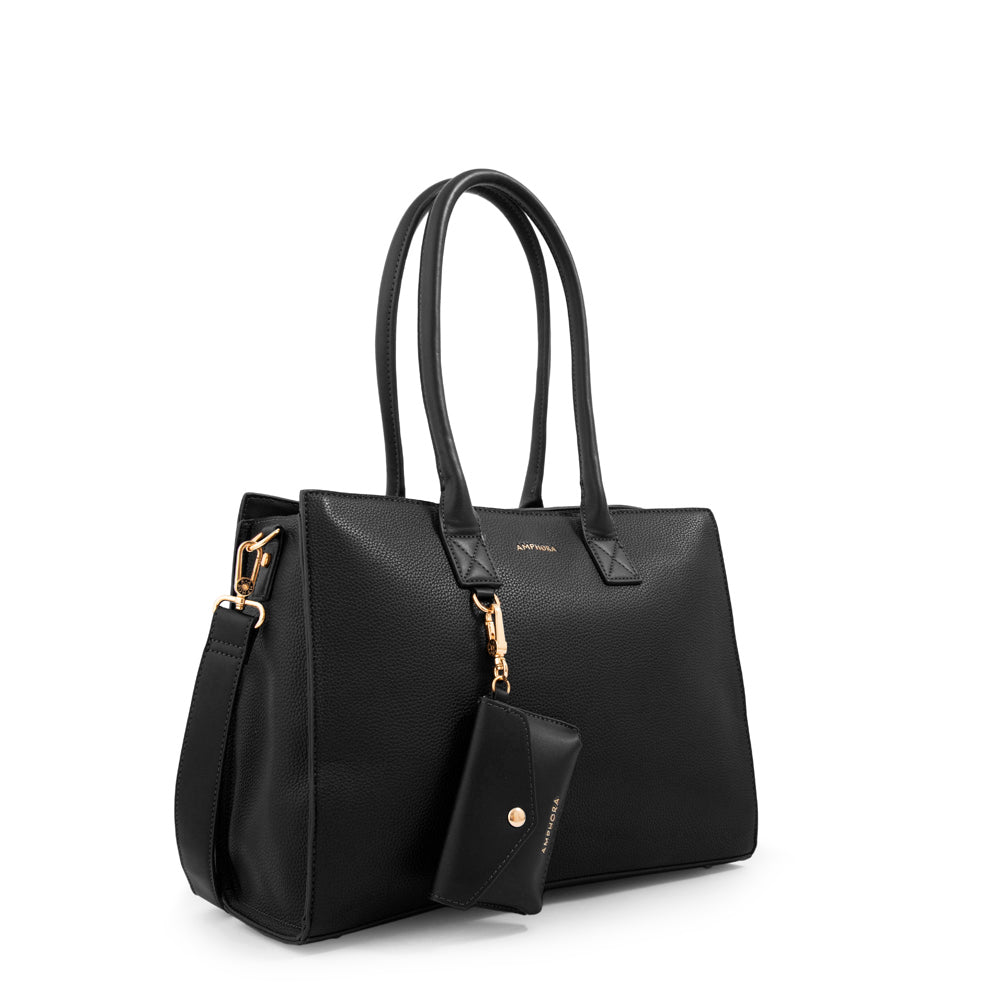 Cartera Dos Asas Porta Laptop Mabel Negro