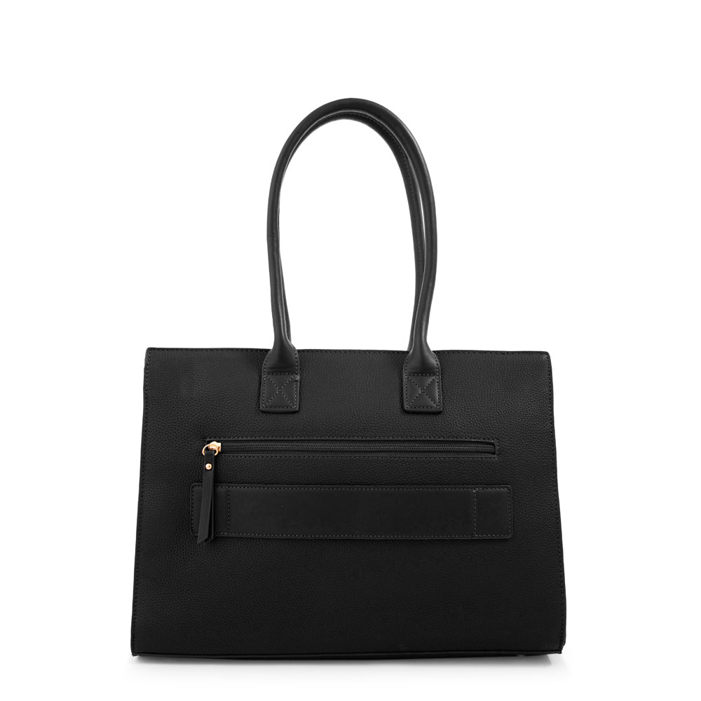 Cartera Dos Asas Porta Laptop Mabel Negro