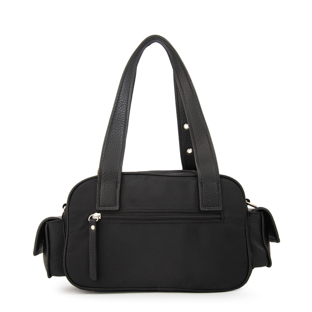 Cartera Dos Asas Baul Tiana Nylon Negro